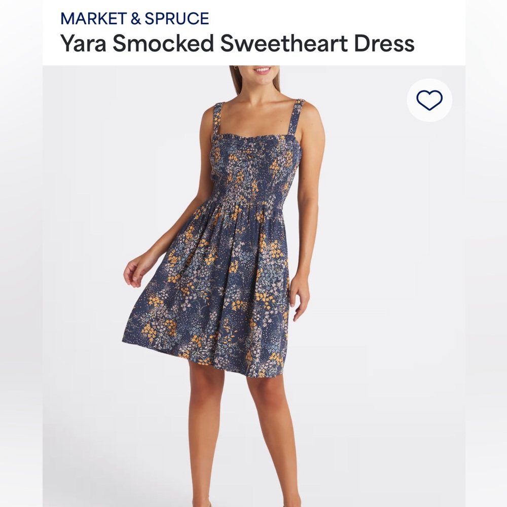 Market & Spruce Blue Gold Smocked A-Line Mini Dress